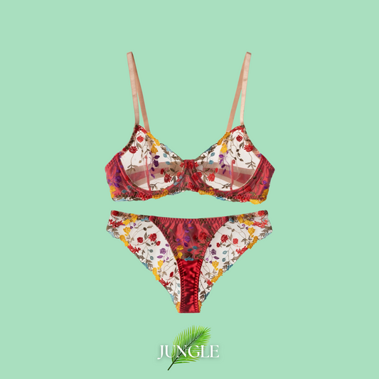 Jungle / Ensemble de lingerie brodée